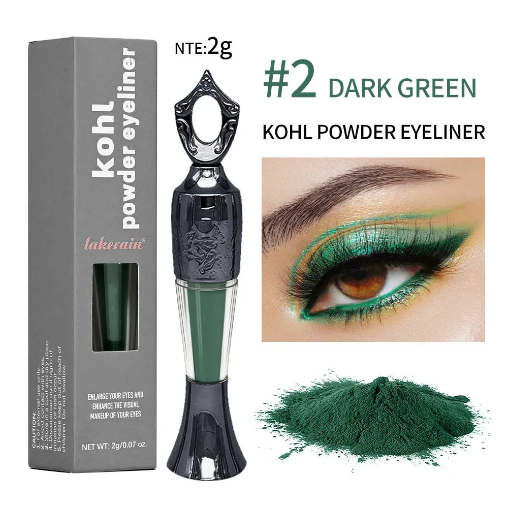 Retro Black Dark Green Kohl Powder Eyeliner